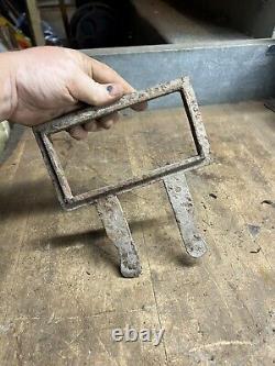 Antique Old Gas Pump Display Price Box Sign Frame Holder Bracket Cast Iron Parts