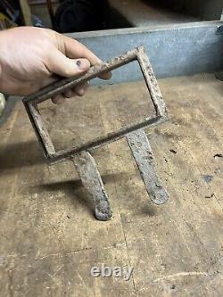 Antique Old Gas Pump Display Price Box Sign Frame Holder Bracket Cast Iron Parts
