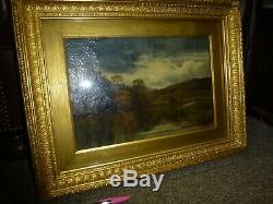 Antique Old Gold Frame Welsh Oil Canvas Painting Art Landscape Conwy Conway 1876