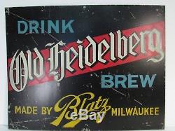 Antique Old Heidelberg Beer Sign Metal Brewing Blatz Advertising Original