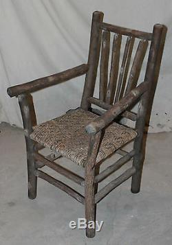 Antique Old Hickory Arm Chair Primitive Folk Art