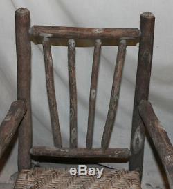 Antique Old Hickory Arm Chair Primitive Folk Art