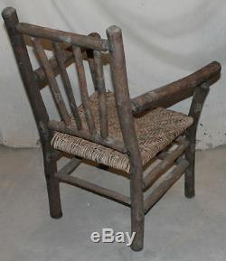 Antique Old Hickory Arm Chair Primitive Folk Art