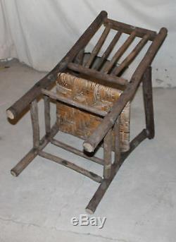 Antique Old Hickory Arm Chair Primitive Folk Art