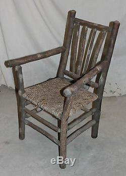 Antique Old Hickory Arm Chair Primitive Folk Art