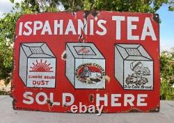 Antique Old Ispahani's Tea Sold Here Ad Shop Display Porcelain Enamel Sign Board