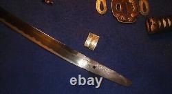 Antique Old Japanese Samurai Wakizashi Katana Sword Signed Tang in Full Polish