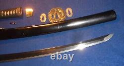 Antique Old Japanese Samurai Wakizashi Katana Sword Signed Tang in Full Polish