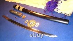 Antique Old Japanese Samurai Wakizashi Katana Sword Signed Tang in Full Polish