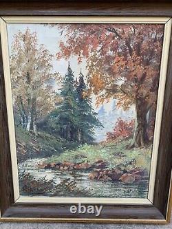 Antique Old Landscape River Scene Original Oil Painting Signed Otterman Framed