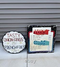 Antique Old Large Original Carnival Food Advertising Sign Display Grocery Store