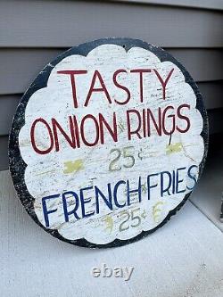 Antique Old Large Original Carnival Food Advertising Sign Display Grocery Store