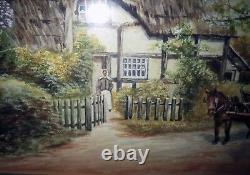 Antique Old Master DUTCH PAINTING 1800s PEOPLE & GARDEN SCAPE SIGNED