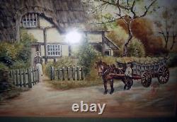 Antique Old Master DUTCH PAINTING 1800s PEOPLE & GARDEN SCAPE SIGNED