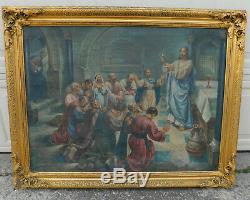 Antique Old Master Oil Painting Christ Apostle First Holy Communion Raab Chicago