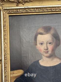 Antique Old Master Painting Portrait Child W Cain 19th Century Signed Mystery