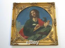 Antique Old Master Painting Saint Portrait Heaven Religious Icon 18th Century