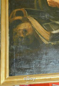 Antique Old Master Painting St. Francis Assisi 18th Century Italian Hermit Skull