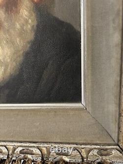 Antique Old Master The Blind Rabbi Portrait Oil Painting Signed