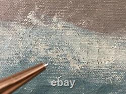 Antique Old Nautical Seascape Captain Shipwreck Oil Painting, Signed 1922