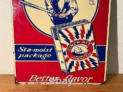 Antique Old ORIGINAL PINCH HIT CHEWING TOBACCO TIN SIGN EMBOSSED ADV Ca. 1930's