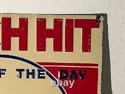 Antique Old ORIGINAL PINCH HIT CHEWING TOBACCO TIN SIGN EMBOSSED ADV Ca. 1930's