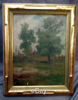 Antique Old Oil Painting American Impressionist Landscape Trees Mission Era Art