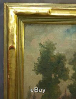 Antique Old Oil Painting American Impressionist Landscape Trees Mission Era Art