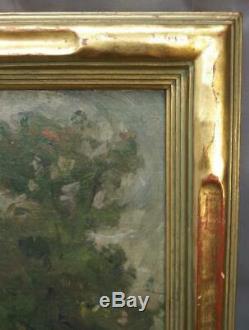 Antique Old Oil Painting American Impressionist Landscape Trees Mission Era Art