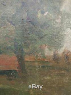 Antique Old Oil Painting American Impressionist Landscape Trees Mission Era Art