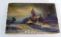 Antique Old Oil Painting On Canvas Russian Church 9.5 X 6 Un-Signed