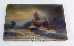 Antique Old Oil Painting On Canvas Russian Church 9.5 X 6 Un-Signed