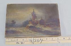 Antique Old Oil Painting On Canvas Russian Church 9.5 X 6 Un-Signed