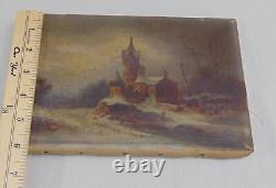 Antique Old Oil Painting On Canvas Russian Church 9.5 X 6 Un-Signed