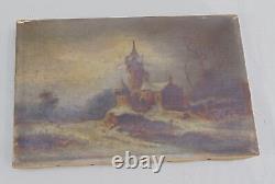 Antique Old Oil Painting On Canvas Russian Church 9.5 X 6 Un-Signed