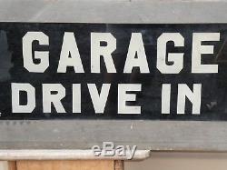 Antique Old Original Early Garage Drive In Reverse Glass Lighted Trade Sign Gas