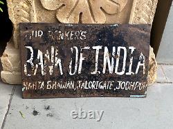 Antique Old Original Enamel Porcelain Bank Of India ADV Sign Board