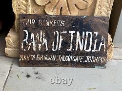Antique Old Original Enamel Porcelain Bank Of India ADV Sign Board
