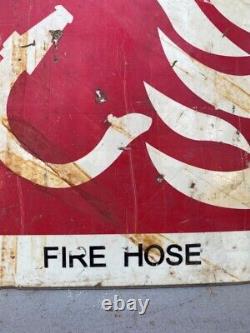 Antique Old Original Fire Hose Porcelain Tin Adv Sign Board