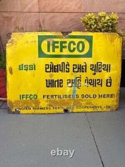 Antique Old Original IFFCO Fertilizer Sold Here Porcelain Enamel Adv Sign Board