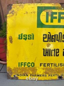 Antique Old Original IFFCO Fertilizer Sold Here Porcelain Enamel Adv Sign Board