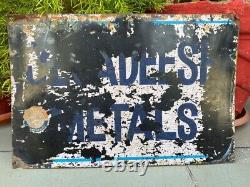 Antique Old Original Metals Rare Porcelain Enamel Adv Sign Board