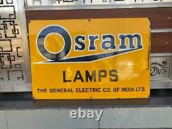 Antique Old Original Osram Lamp Porcelain Enamel Adv Sign Board
