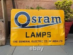 Antique Old Original Osram Lamp Porcelain Enamel Adv Sign Board