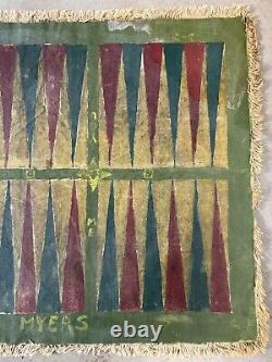 Antique Old PRIMITIVE American Folk Art Outsider GAME BOARD, Backgammon 1920s