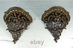 Antique Old Pair Shelfs Bronze Ornemental Art Nouveau 1890´s From 19th Century