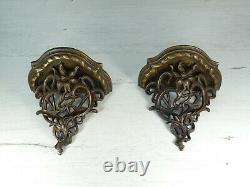 Antique Old Pair Shelfs Bronze Ornemental Art Nouveau 1890´s From 19th Century