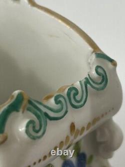 Antique Old Paris Porcelain Hand Painted Vases Butterflies Flowers Scenic Signed