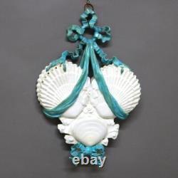 Antique Old Paris Porcelain Seashell Wall Pocket Signed C1874