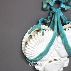 Antique Old Paris Porcelain Seashell Wall Pocket Signed C1874